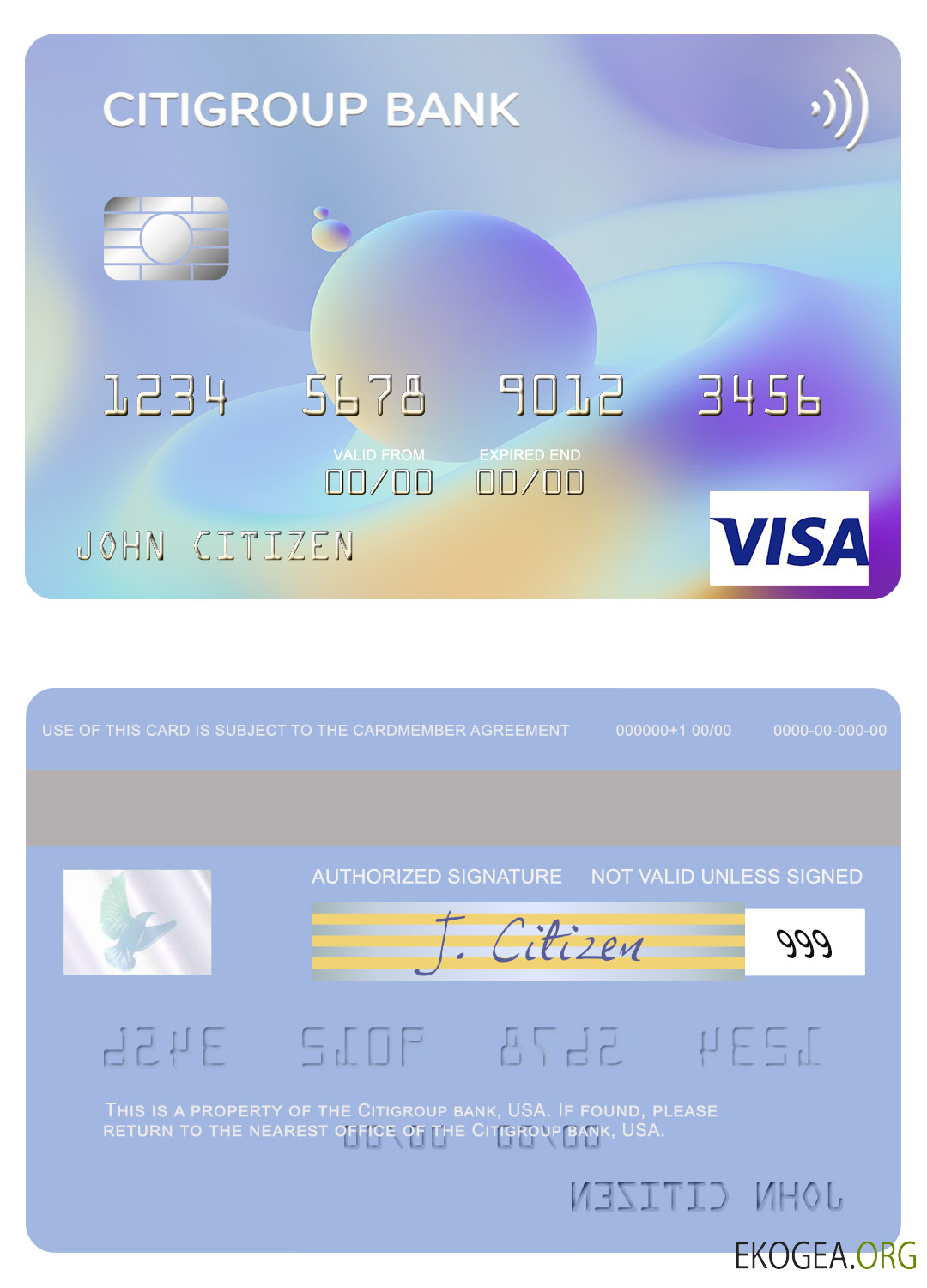 Carte visa USA Citigroup Bank